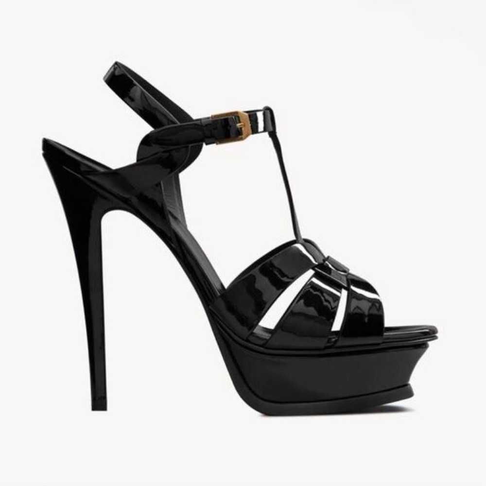 Yves Saint Laurent Glossy Black Platform Heels